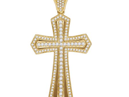 10KT Yellow Gold 1 CTW Diamond Cross Pendant. Chain Not Included Online Hot Sale