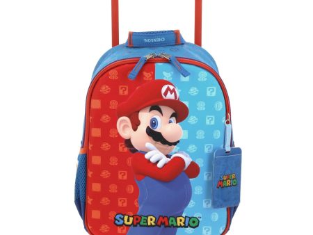 Mochila Con Ruedas Azul Mario Bros Para Niño Chenson Dulp on Sale