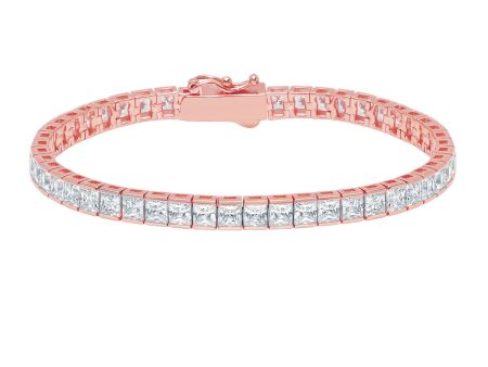 Crislu 18KT Rose Gold Plated Sterling Silver Princess Cut Cubic Zirconia 7-inch Tennis Bracelet Cheap